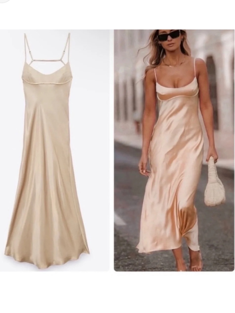 Zara Satin Effects Cutout Dress Size L
